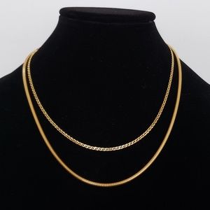 Made in Italy Yellow Gold Plate Sterling Silver Double Layered Chain Necklace
